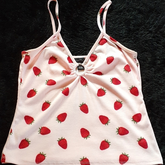 Rue21 Tops - Rue 21 Strawberry Ribbed Tank Top